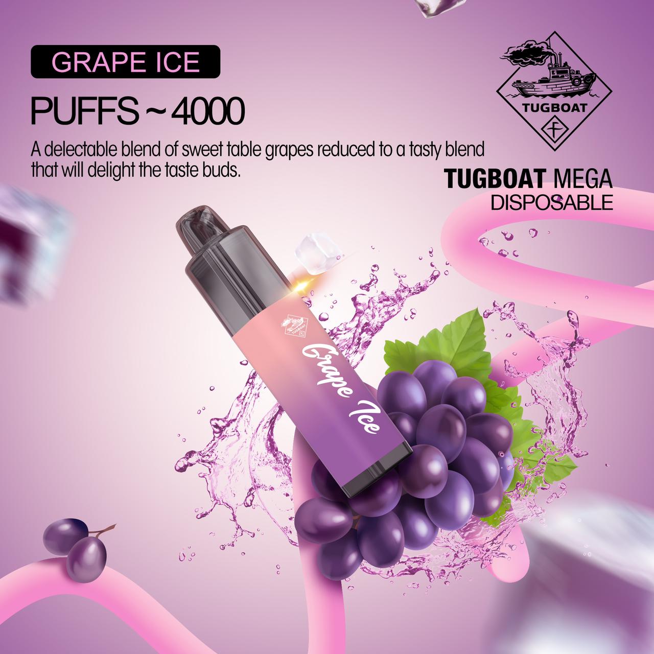 TUGBOAT MEGA DISPOSABLE GRAPE ICE PUFFS 4000