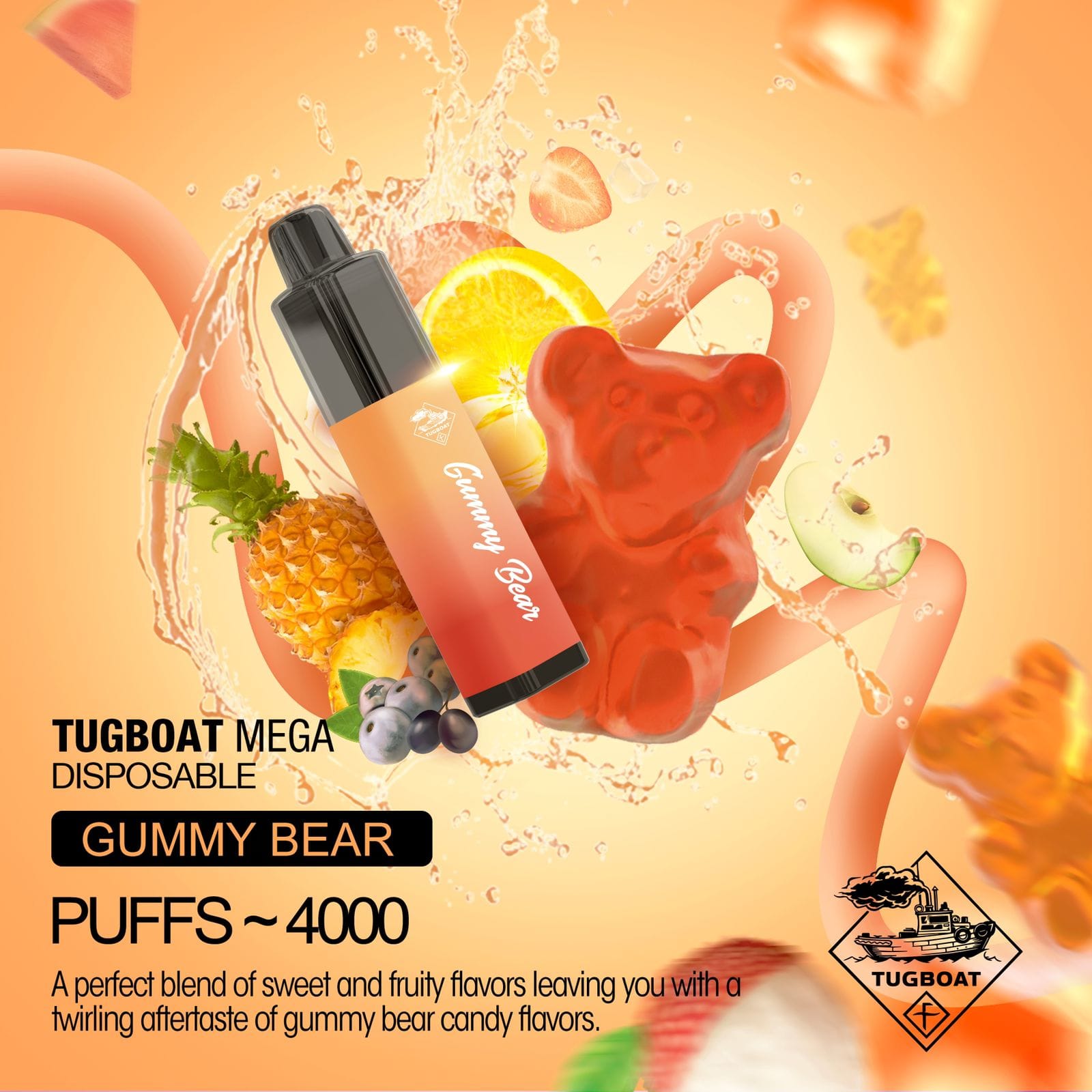 TUGBOAT MEGA DISPOSABLE GUMMY BEAR  PUFFS 4000